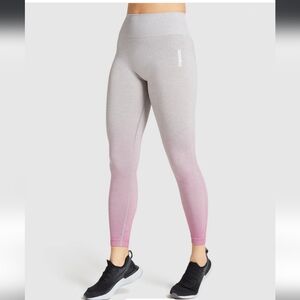 Woman's Gymshark Adapt Ombre Seamless Leggings Light Grey Marl/Pink NWOT